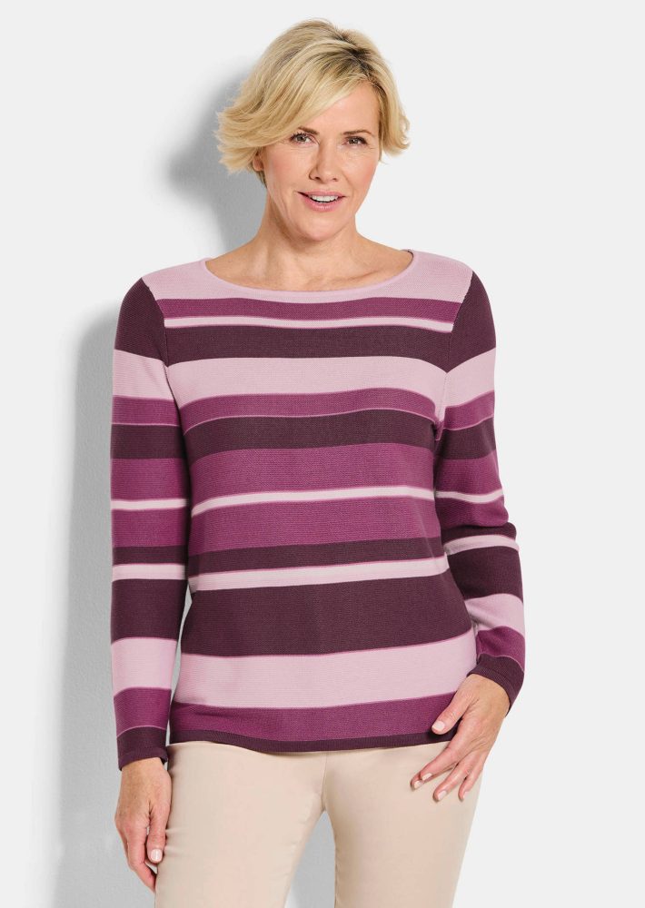Strickpullover mit Ringelmuster - rosé / gemustert - Gr. 21 von Goldner Fashion