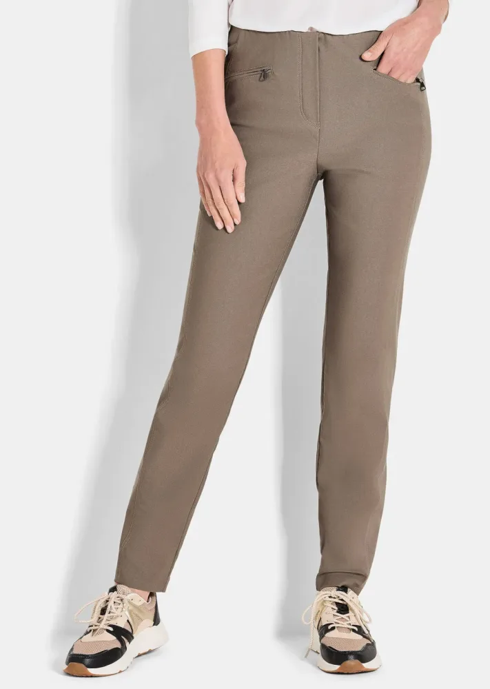 Schmale Bengalinhose LOUISA innen angeraut - taupe - Gr. 19 von Goldner Fashion