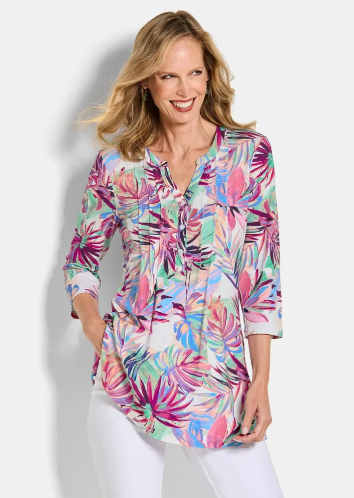 Jersey-Tunika mit Biesen - bunt / gemustert - Gr. 19 von Goldner Fashion