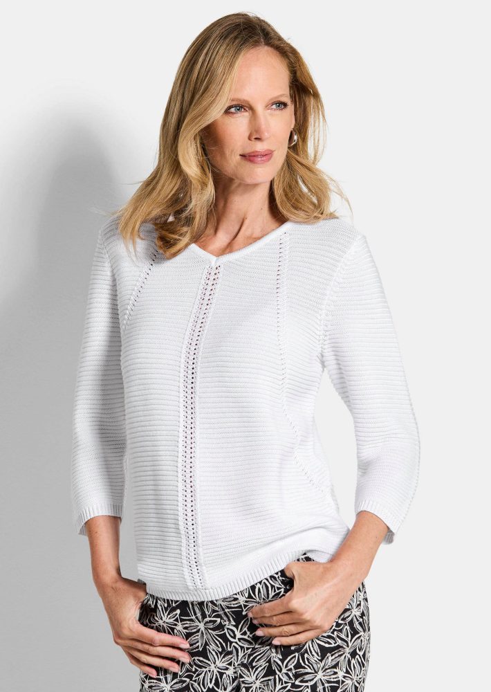 Pullover mit Strick-Details - weiss - Gr. 25 von Goldner Fashion