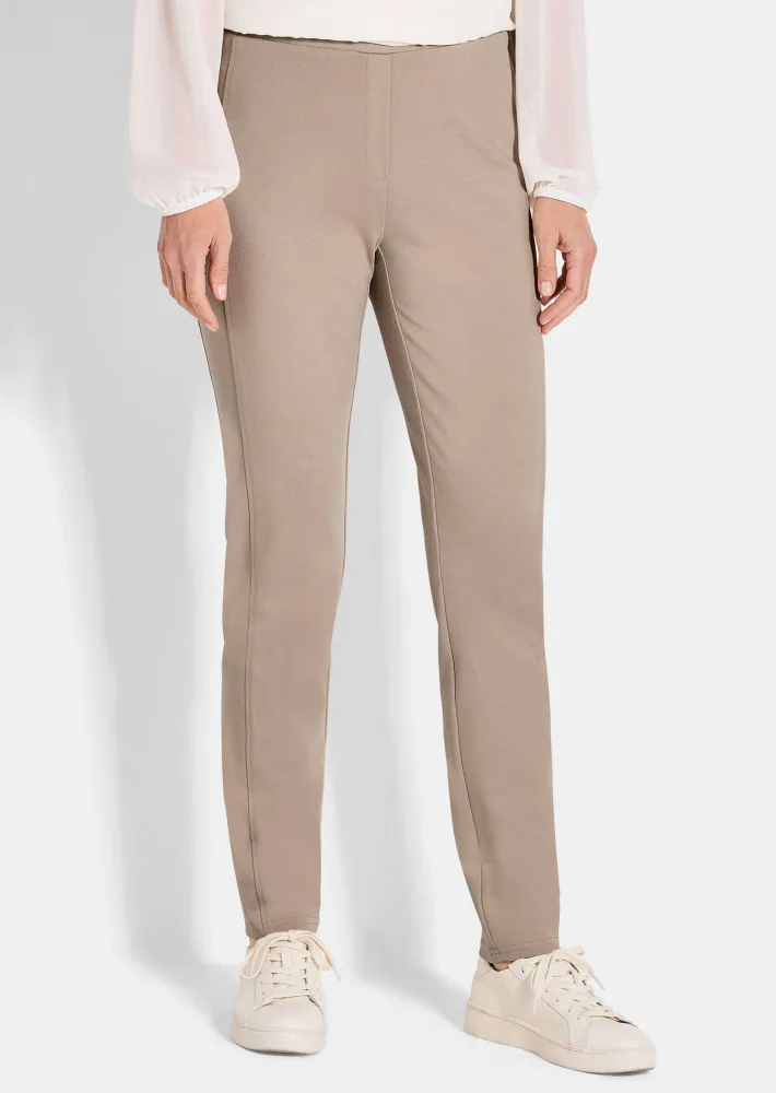 Extra schmale Jerseyhose BELLA mit Schlupfbund - beige - Gr. 38 von Goldner Fashion