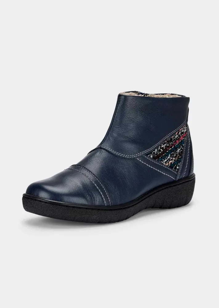 Stiefeletten mit modischem Bouclé-Einsatz - marine - Gr. 39 von Goldner Fashion