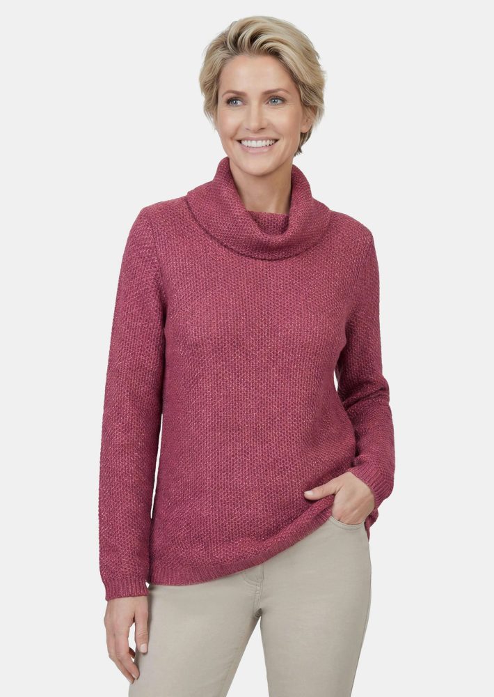 Strickpullover mit interessanter Struktur und Glitzergarn - beere - Gr. 21 von Goldner Fashion