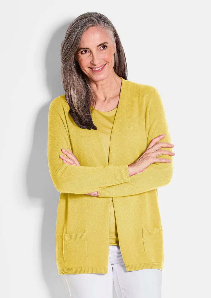Kuschelweiche Kaschmir-Strickjacke - gelb - Gr. 21 von Goldner Fashion