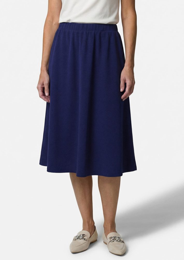 Schwingender Jersey-Jupe mit Schlupfbund - royalblau - Gr. 48 von Goldner Fashion