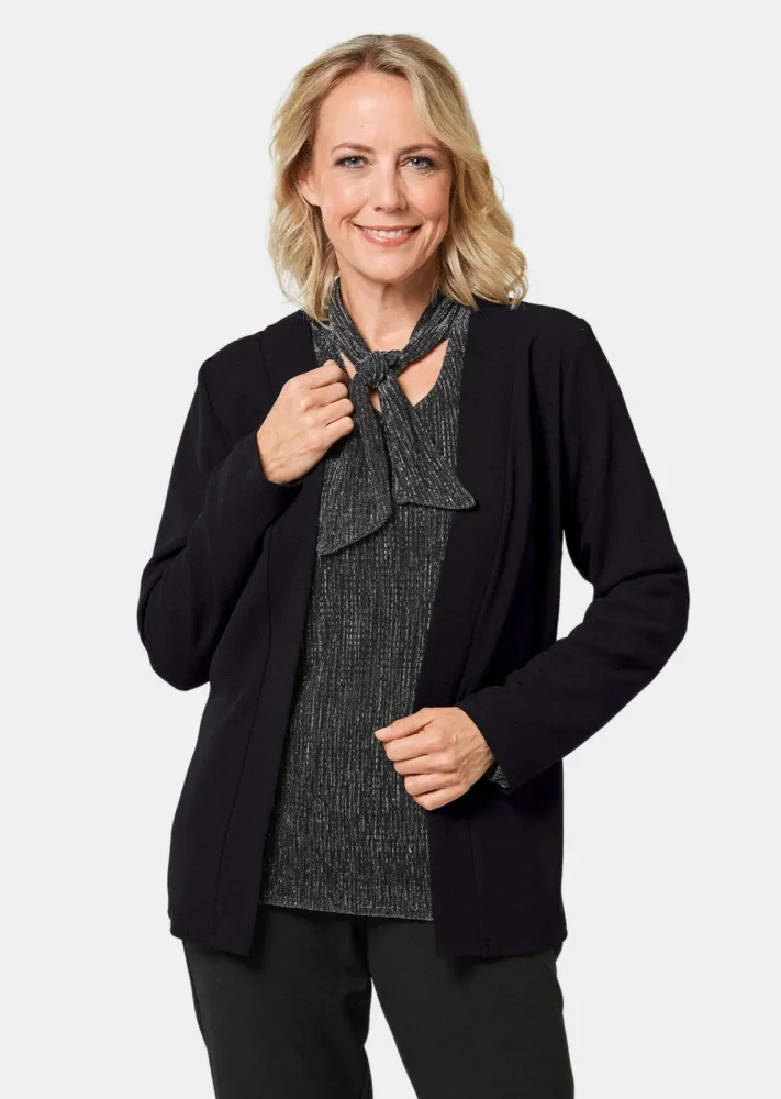 Schicke Crêpe-Longjacke - schwarz - Gr. 20 von Goldner Fashion