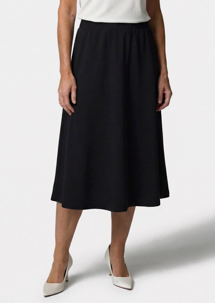 Schwingender Jersey-Jupe mit Schlupfbund - schwarz - Gr. 21 von Goldner Fashion