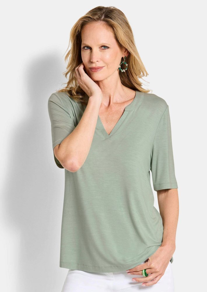 Jersey-Shirt aus weicher Viskose - salbei - Gr. 21 von Goldner Fashion