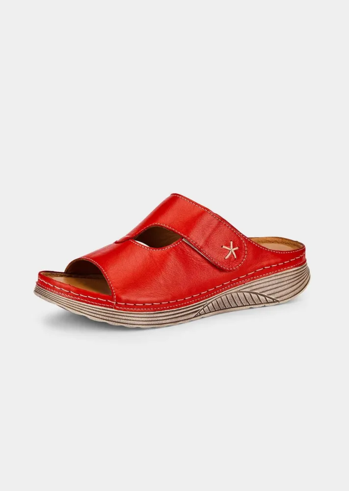 Pantoletten mit seitlichem Klettverschluss - rot - Gr. 40 von Goldner Fashion