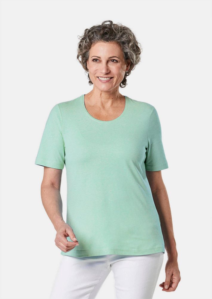 Basic T-Shirt aus reiner Baumwolle - mint - Gr. 40 von Goldner Fashion