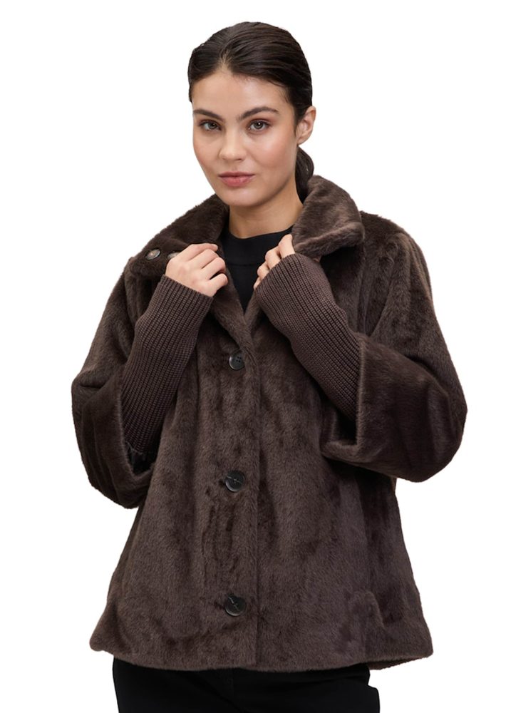 Übergangsjacke in Fell-Optik - braun - Gr. 40 von Goldner Fashion