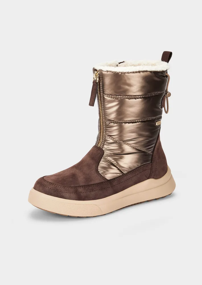 Halbstiefel in Metallic-Optik - taupe / metallic - Gr. 37 von Goldner Fashion