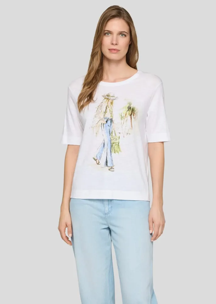 Lässiges T-Shirt mit Frontmotiv - weiss - Gr. 44 von Goldner Fashion