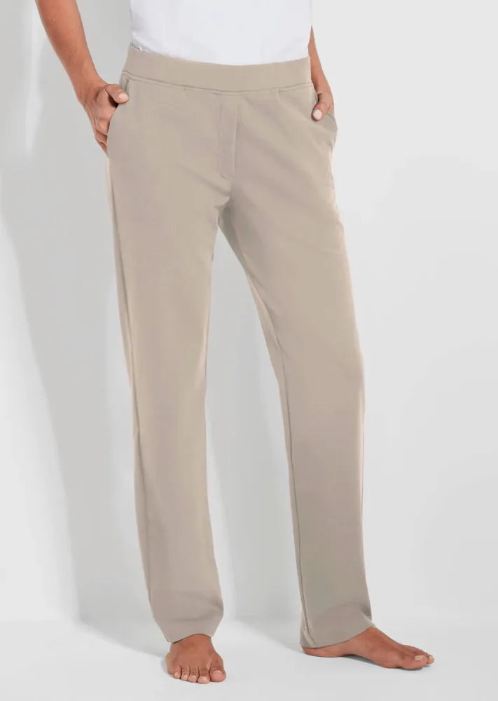 Bequeme Freizeithose mit Schlupfbund und Taschen - stein - Gr. 20 von Goldner Fashion