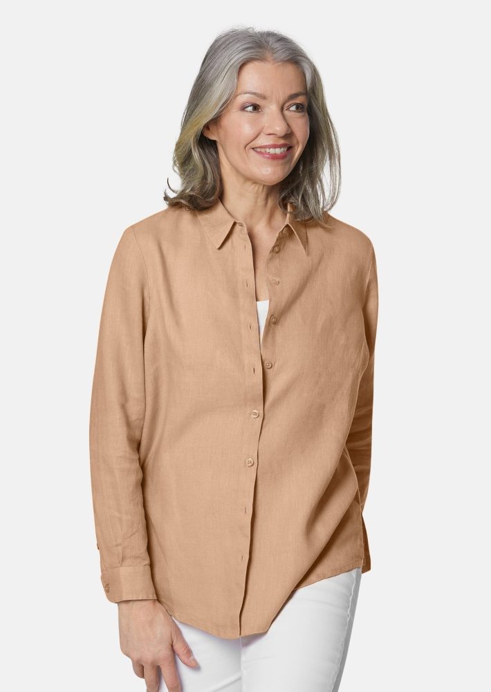 Leinenbluse - beige / méliert - Gr. 19 von Goldner Fashion