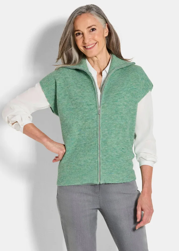 Strickweste mit Reissverschluss - hellgrün - Gr. 20 von Goldner Fashion