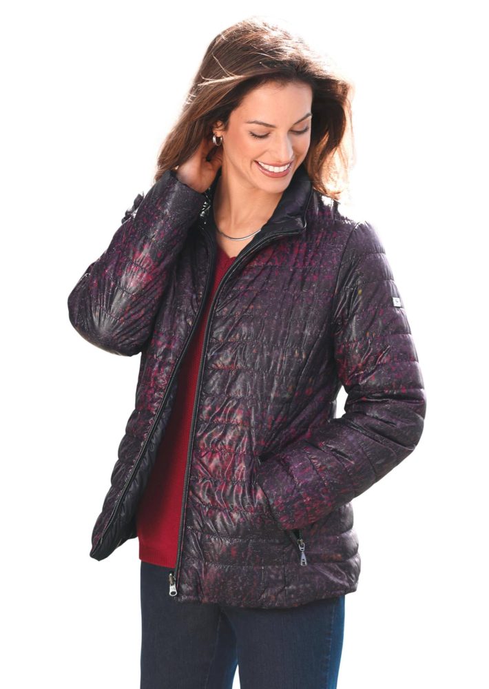 Leicht wattierte Jacke mit effektvollem Druck - pink / schwarz / gemustert - Gr. 21 von Goldner Fashion