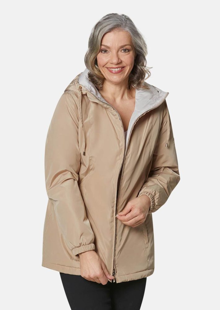 Jacke mit Kapuze - beige - Gr. 42 von Goldner Fashion