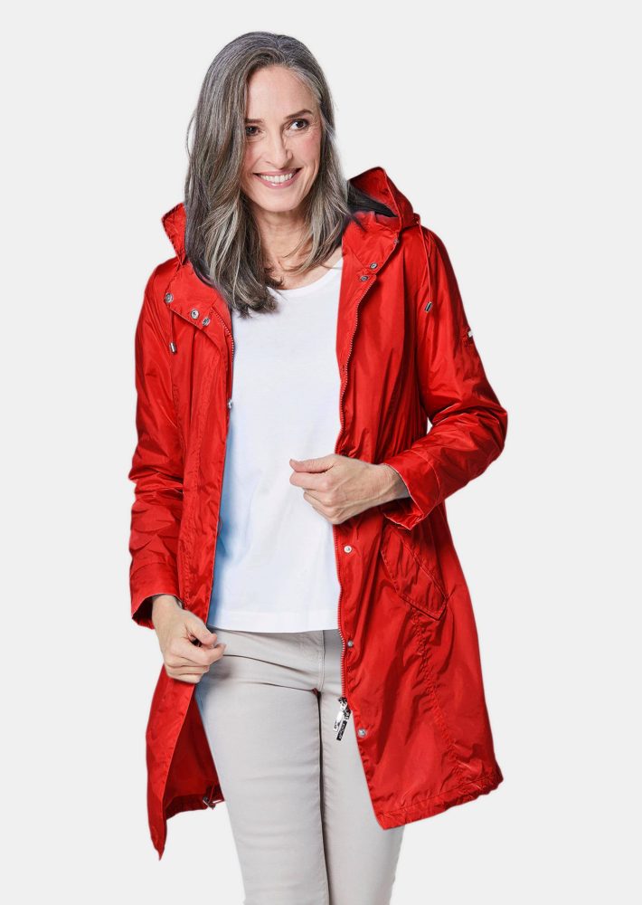 Trendiger leichter Regen Parka aus funktionalem Material - rot - Gr. 20 von Goldner Fashion