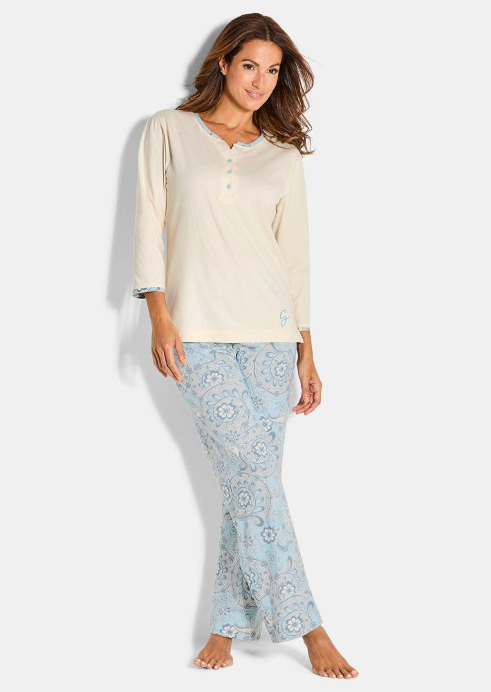 Pyjama mit Paisleymuster - hellblau / türkis / gemustert - Gr. 52/54 von Goldner Fashion