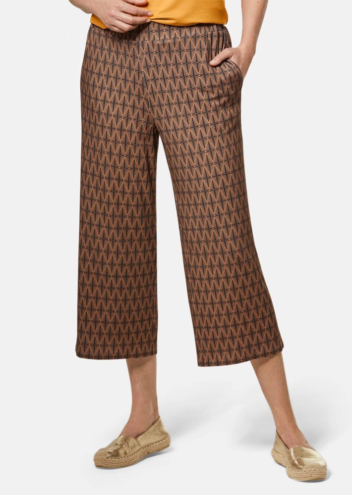 Jersey-Culotte VERA mit weitem Bein - schwarz / camel - Gr. 19 von Goldner Fashion