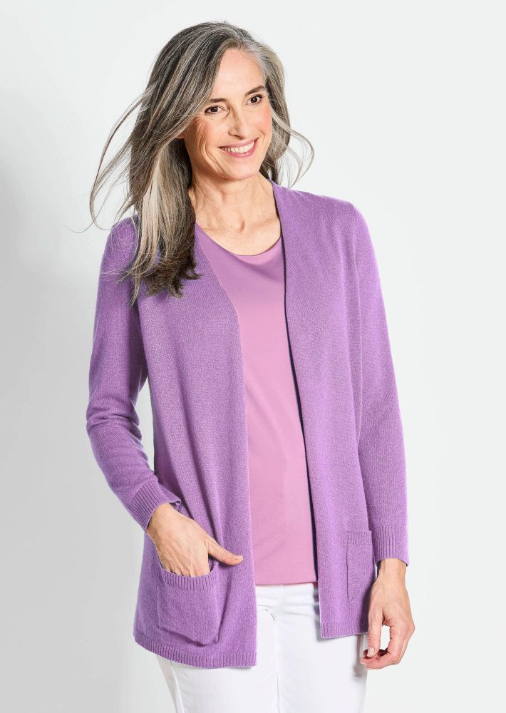 Kuschelweiche Kaschmir-Strickjacke - flieder - Gr. 21 von Goldner Fashion