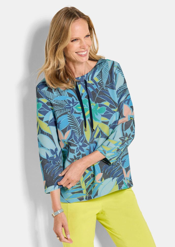 Ottoman Sweatshirt mit Dschungelprint - blau / grün / gemustert - Gr. 21 von Goldner Fashion