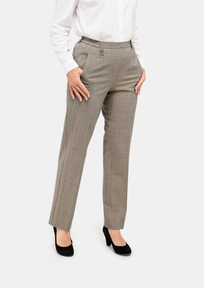 Trevira-Schurwollschlupfhose - taupe / méliert - Gr. 40 von Goldner Fashion