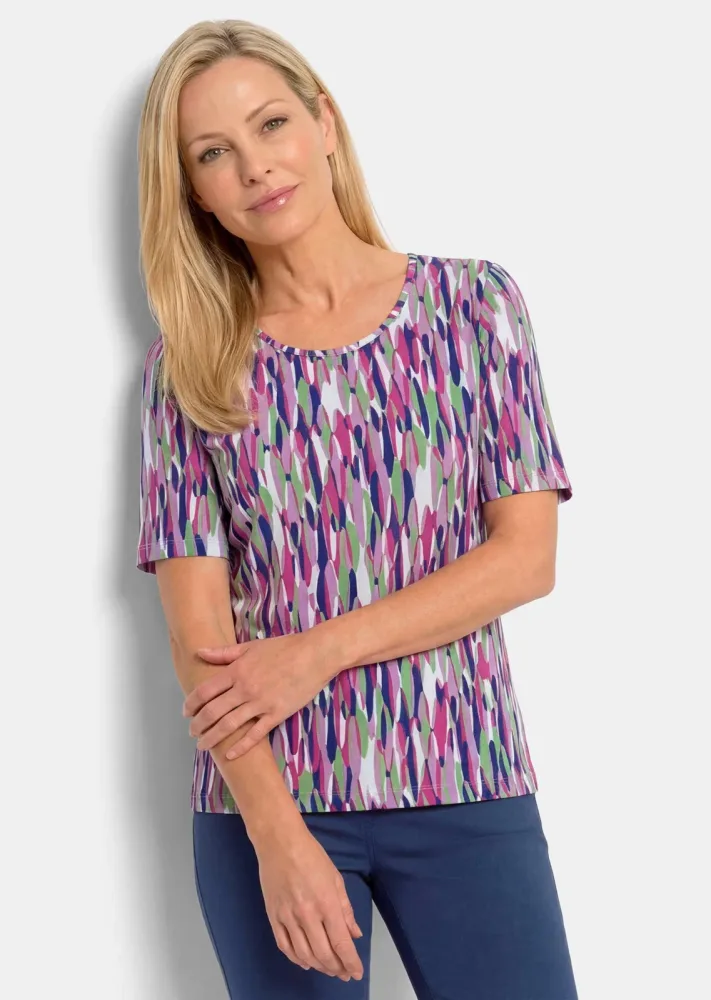 Shirt mit grafischem Muster - beere / hellgrün / gemustert - Gr. 21 von Goldner Fashion