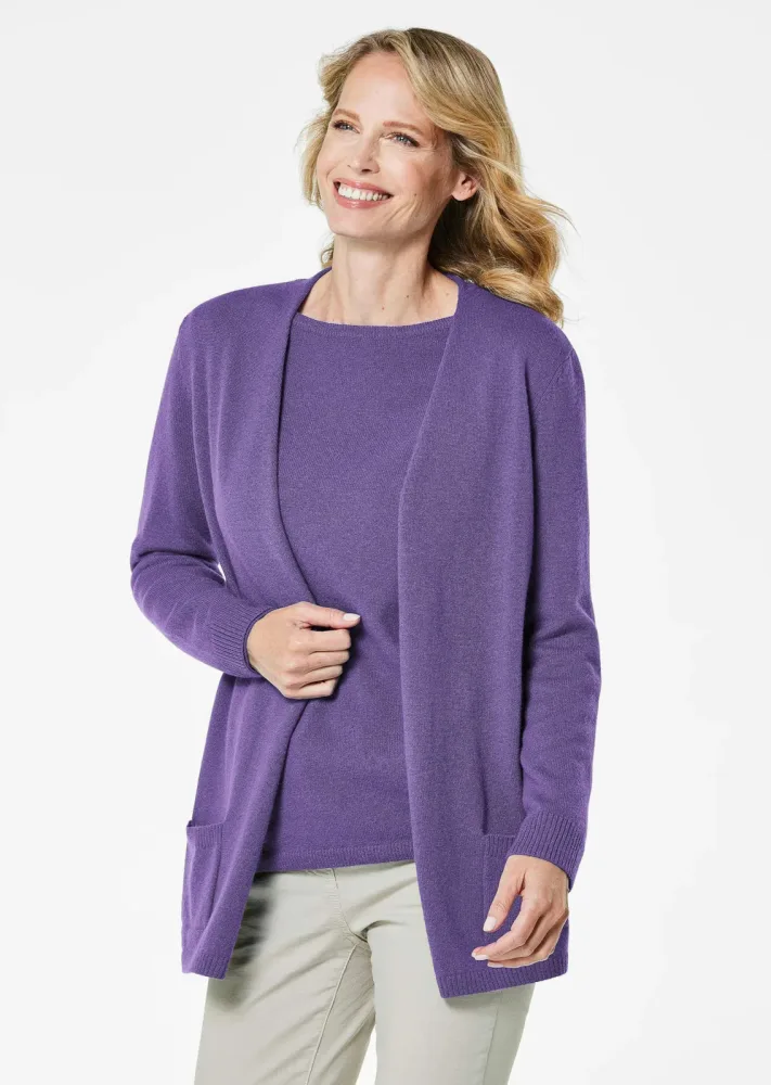 Kuschelweiche Kaschmir-Strickjacke - lila - Gr. 21 von Goldner Fashion