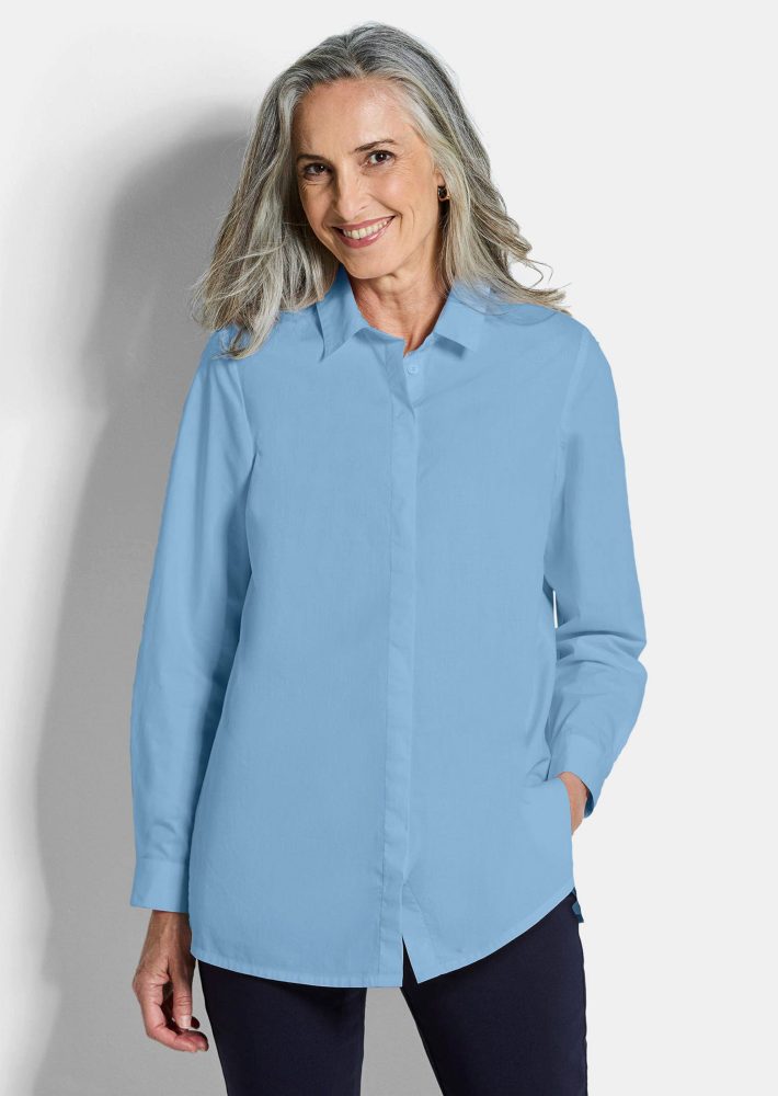 Hemdbluse aus reiner Baumwolle - blau - Gr. 23 von Goldner Fashion