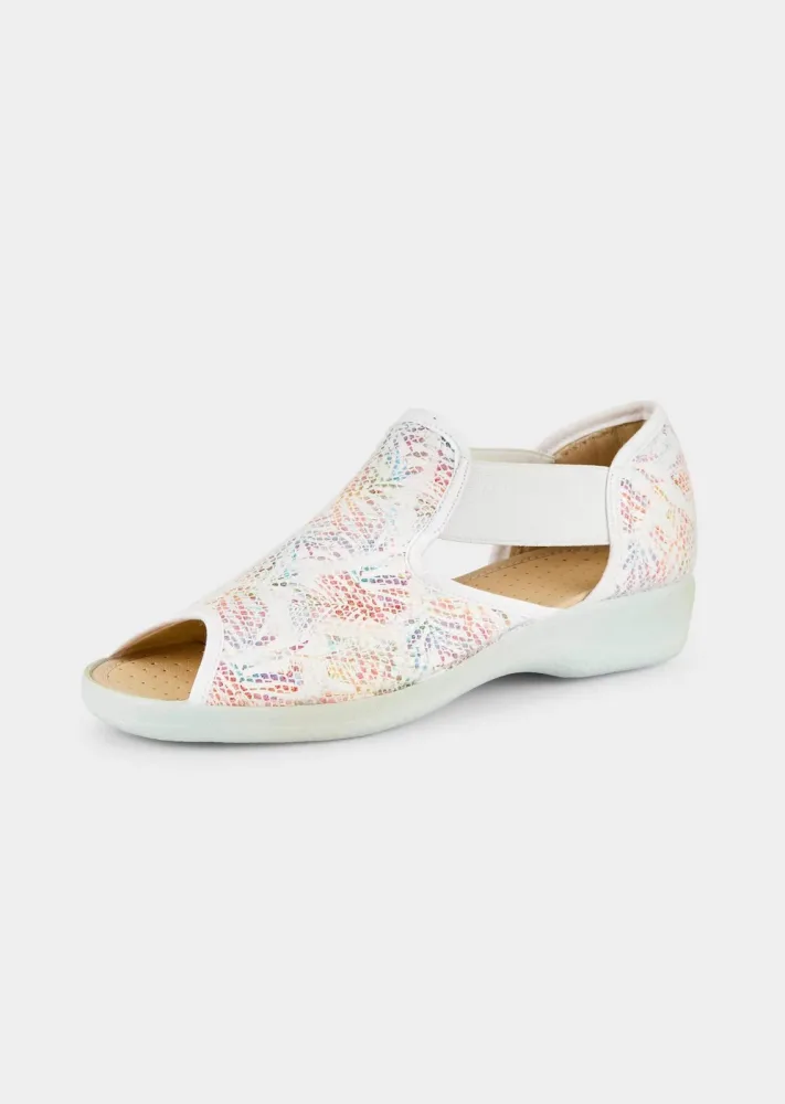 Sandalen mit Blumenprint - weiss / bunt - Gr. 38 von Goldner Fashion
