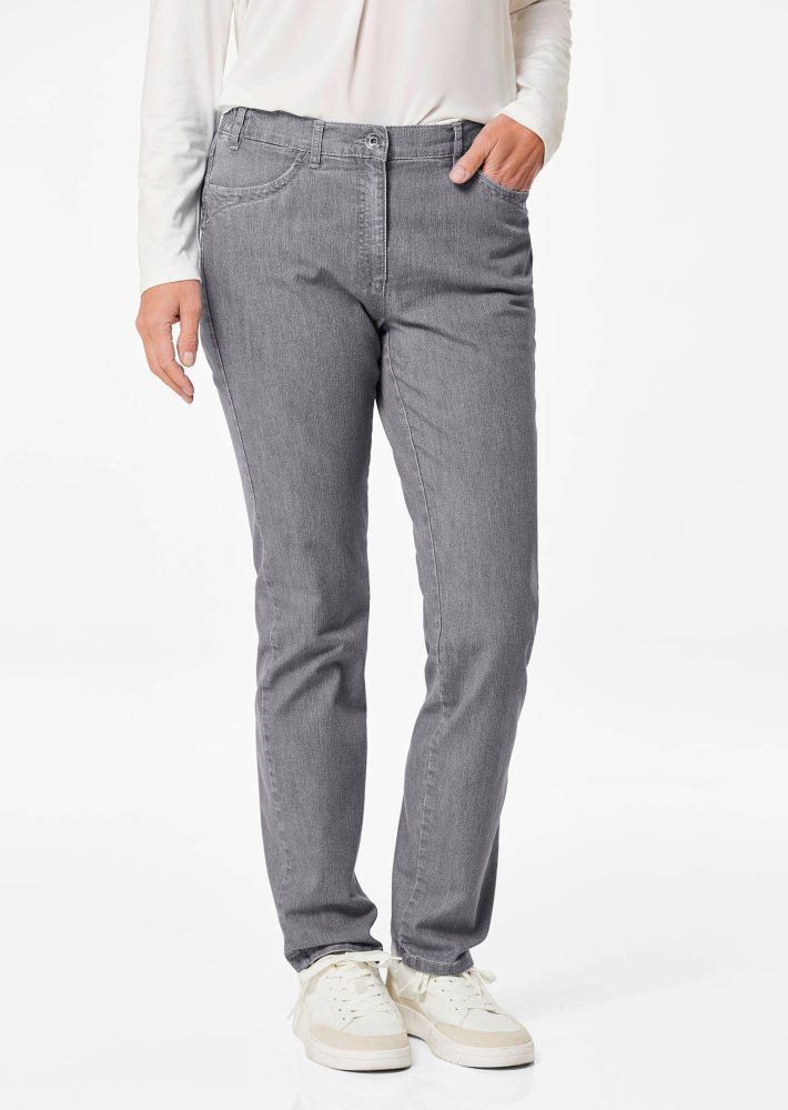 Jeans LOUISA mit Stickerei - grau - Gr. 27 von Goldner Fashion
