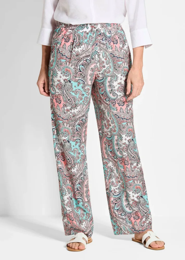 Gemusterte Hose im Paisley-Dessin - rosé / gemustert - Gr. 215 von Goldner Fashion