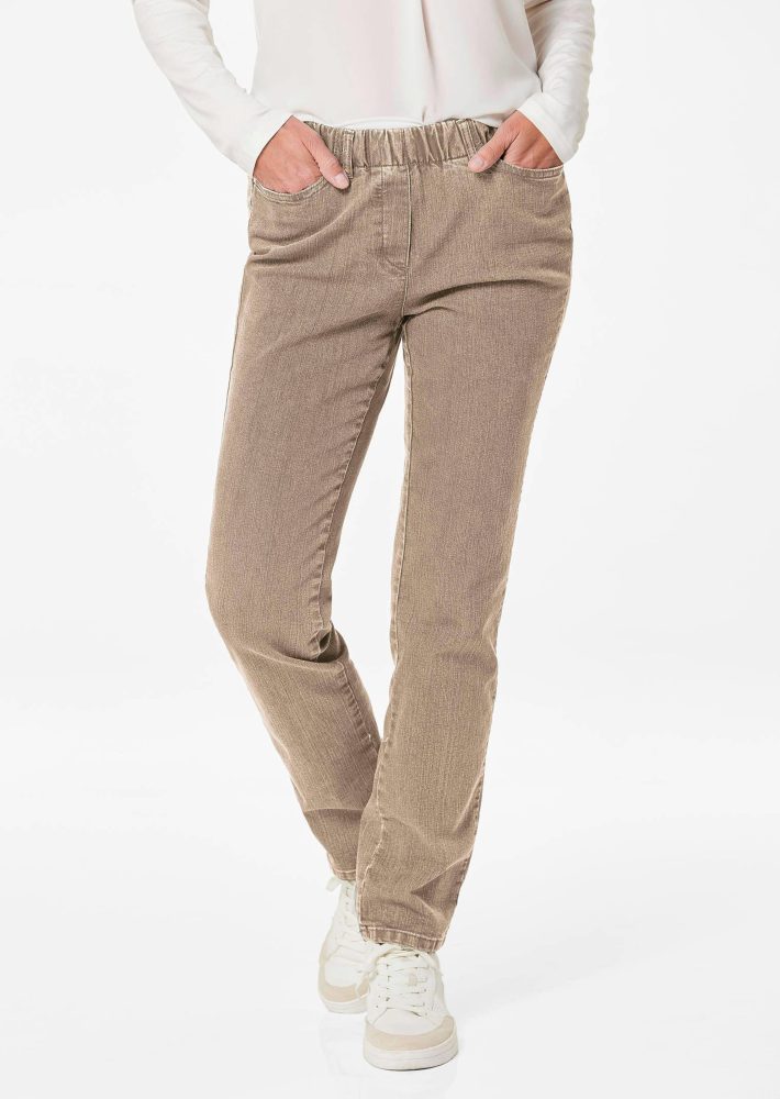 Klassische Schlupfjeans CARLA - beige - Gr. 48 von Goldner Fashion