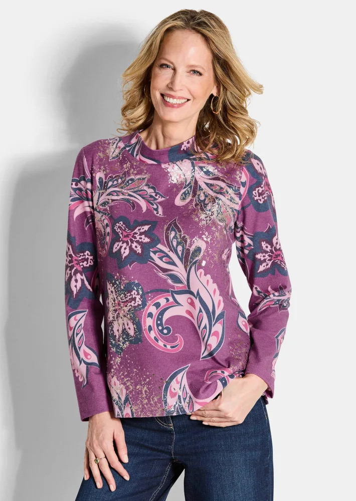 Sweatshirt mit Paisley-Muster - beere / gemustert - Gr. 20 von Goldner Fashion