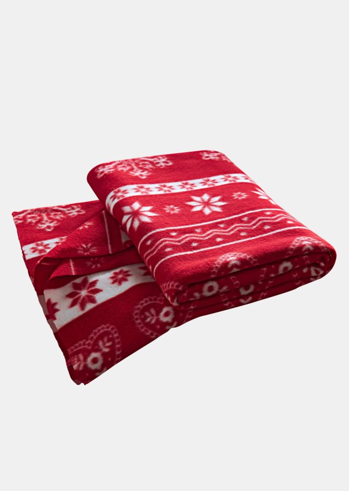 Kuscheldecke - rot / cremeweiss / gemustert - Gr. Einheitsgröße von Goldner Fashion