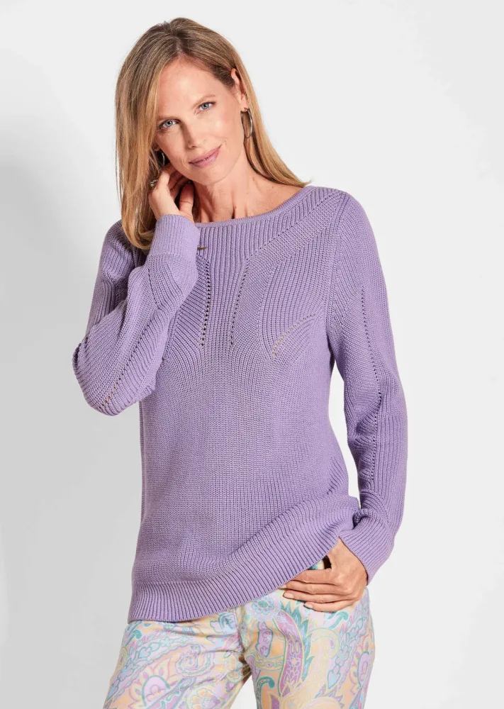 Pullover mit Rippenstrickmuster - flieder - Gr. 24 von Goldner Fashion