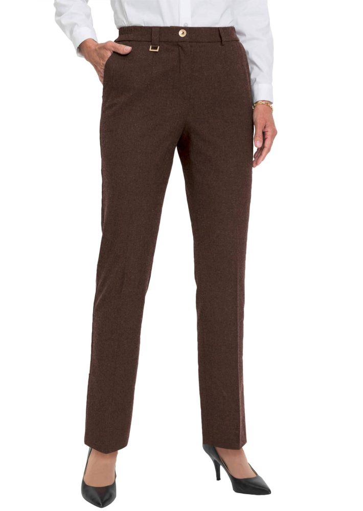 Bequeme Hose LOUISA mit Bügelfalte - braun - Gr. 25 von Goldner Fashion