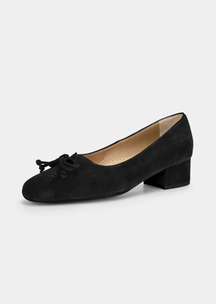 Leder-Pumps mit Schleife - schwarz - Gr. 38 von Goldner Fashion