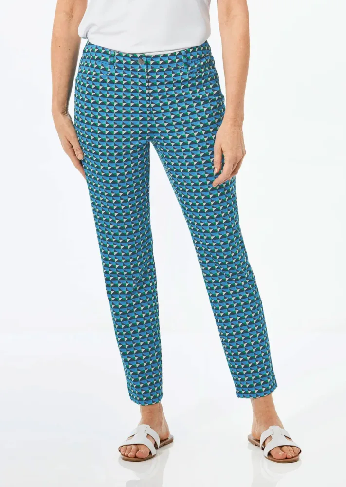 Druckhose LOUISA im Minimal Print - marine / gemustert - Gr. 205 von Goldner Fashion