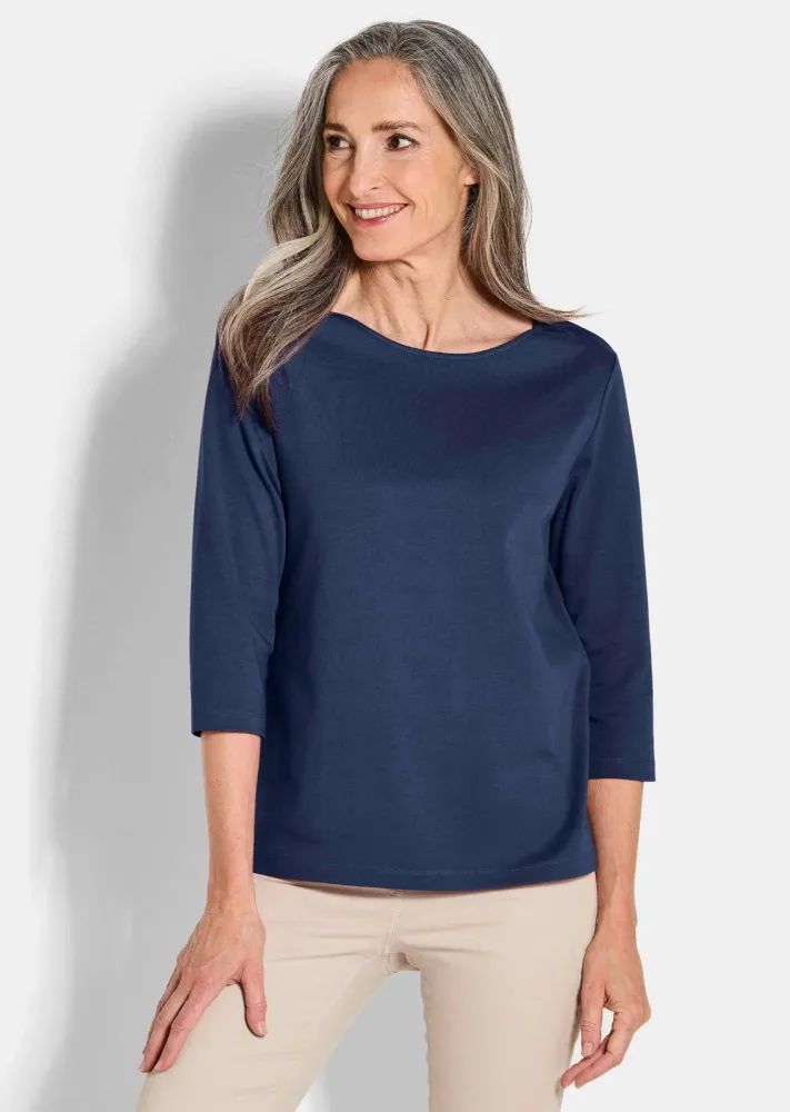 Basic-Shirt aus Interlock-Jersey - marine - Gr. 19 von Goldner Fashion