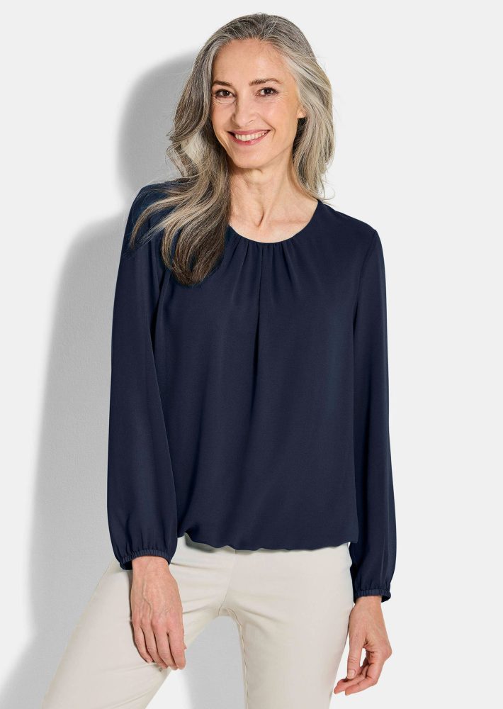 Elegante Bluse aus Chiffon - marine - Gr. 21 von Goldner Fashion
