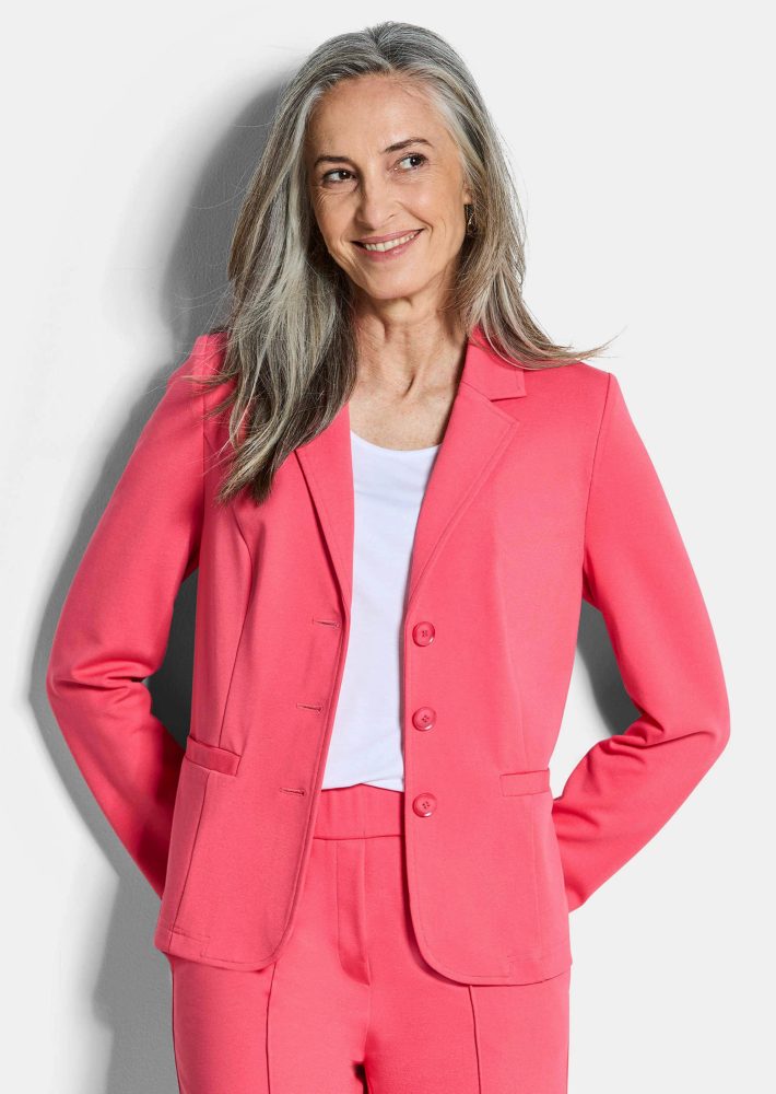 Jersey-Blazer mit Reverskragen - koralle - Gr. 21 von Goldner Fashion