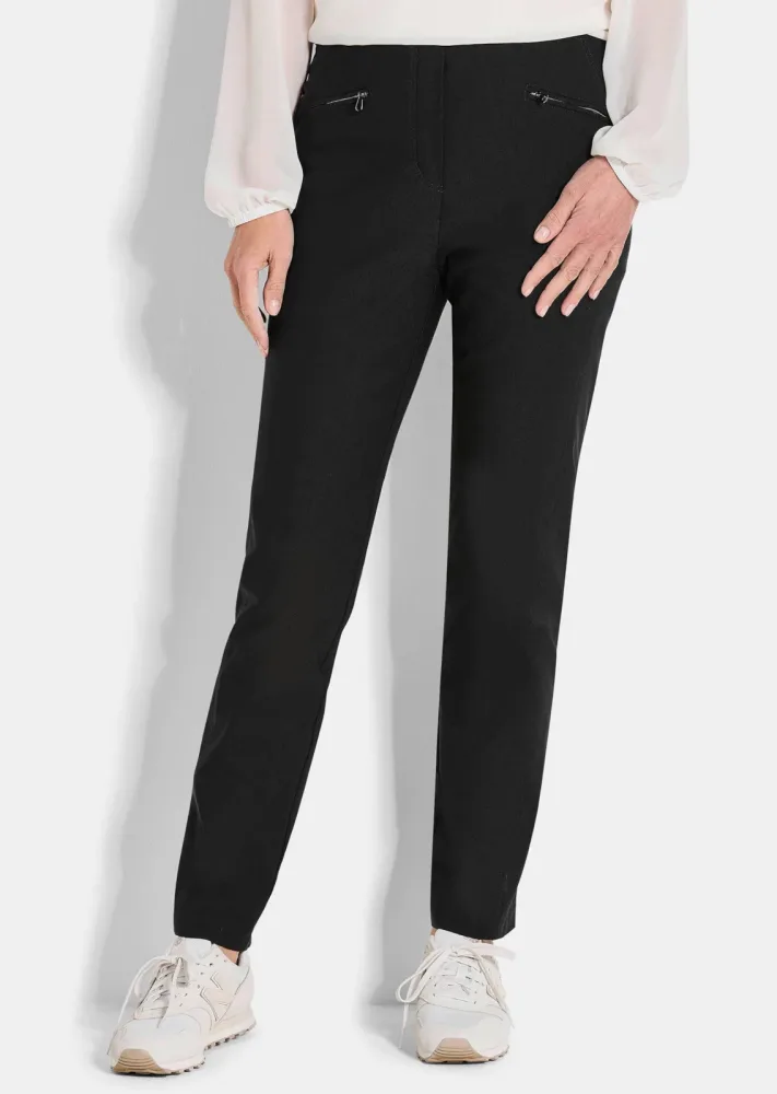 Schmale Bengalinhose LOUISA innen angeraut - schwarz - Gr. 205 von Goldner Fashion