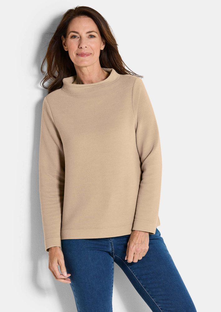 Ottoman-Sweatshirt mit Turtleneck - beige - Gr. 21 von Goldner Fashion