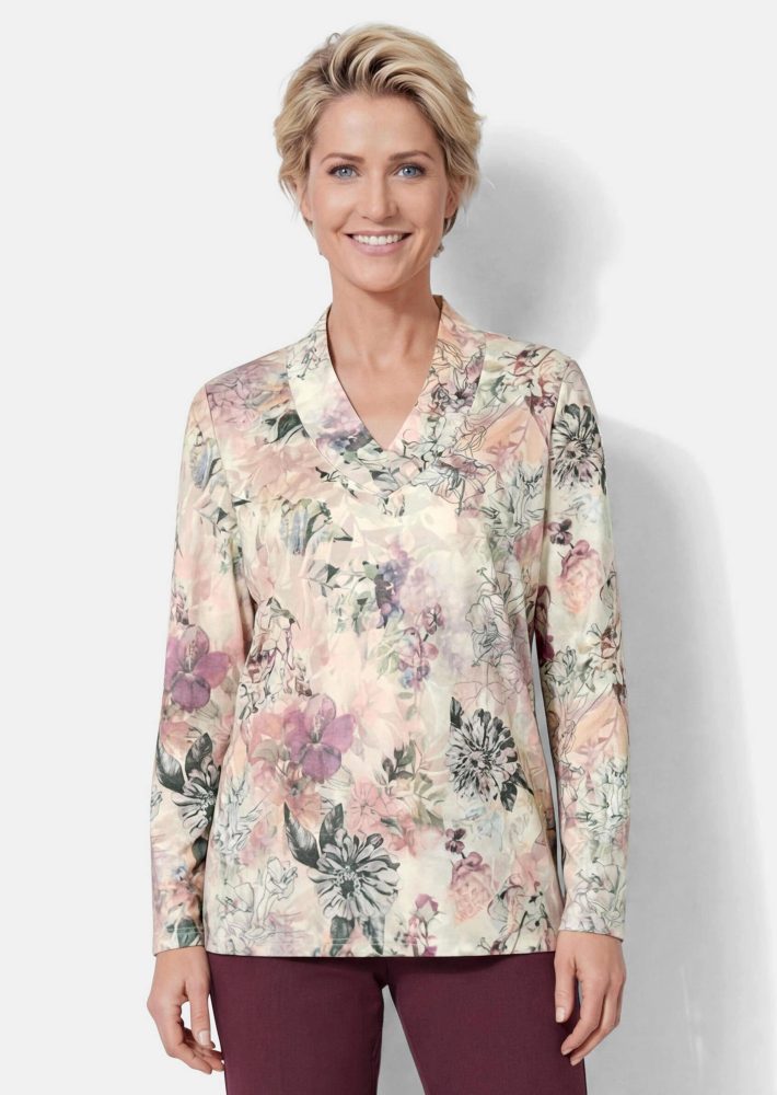 Traumhaftes Flanellshirt - lila / gemustert - Gr. 20 von Goldner Fashion