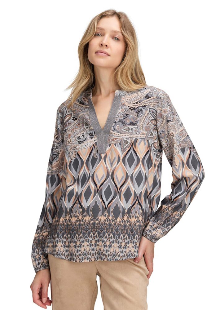 Tunika aus reiner Viskose - beige / taupe / grau - Gr. 42 von Goldner Fashion
