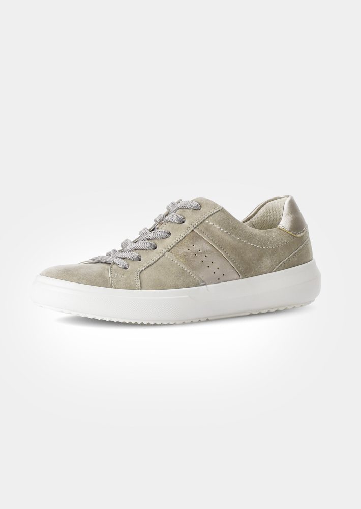Sneaker aus samtigem Leder - khaki - Gr. 7,5 von Goldner Fashion