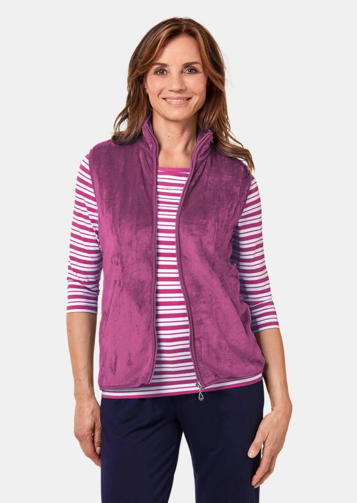 Teddy-Weste aus flauschigen Fleece - beere - Gr. 19 von Goldner Fashion